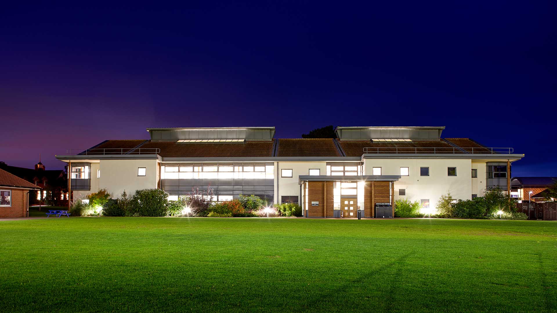 Bamford Library at night